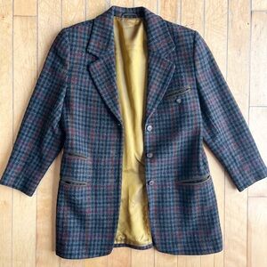 Schneiders Salzburg Austrian Heritage 100% Pure Virgin Wool Plaid Blazer Size 8